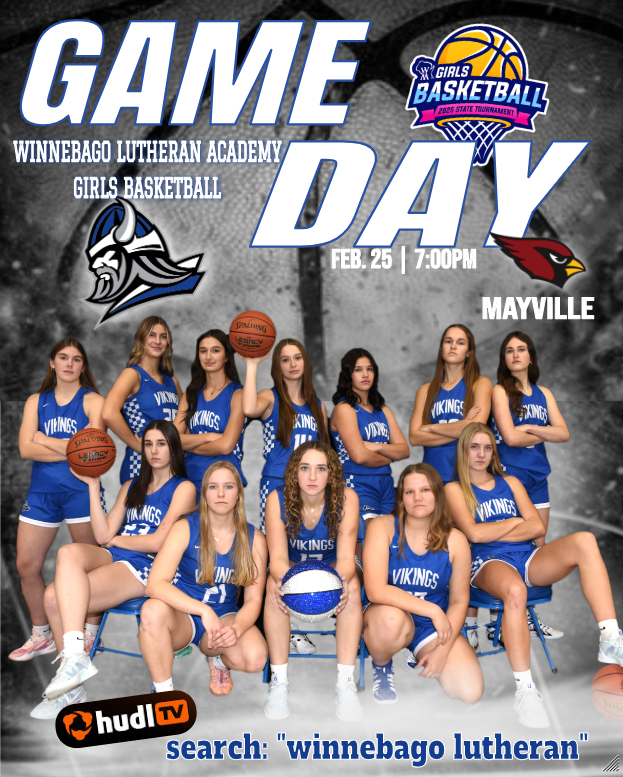 🏀GAMEDAY🏀

The WIAA State Championship playoffs start tonight as we host the Mayville Cardinals in a 1st round regional game. Get out and cheer on our VIkings!

👀- Mayville #9 (5-19) 🆚 WLA #8 (10-14)
📍- Winnebago Lutheran Academy
⏰- 7pm
📺- Hudl Fan➡️fan.hudl.com/usa/wi/fond-du…
