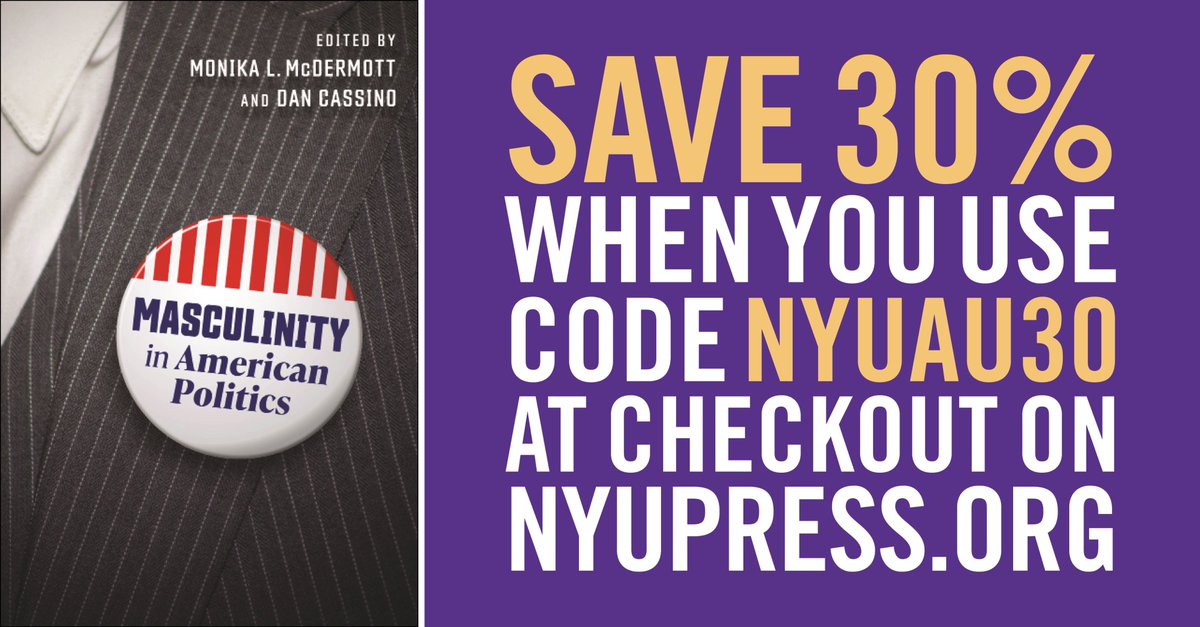 Congratulations  to Prof. Monika McDermott on the publication of her edited volume (with Dan Cassino) Masculinity in American Politics - out now through NYU Press.

nyupress.org/9781479830701/…