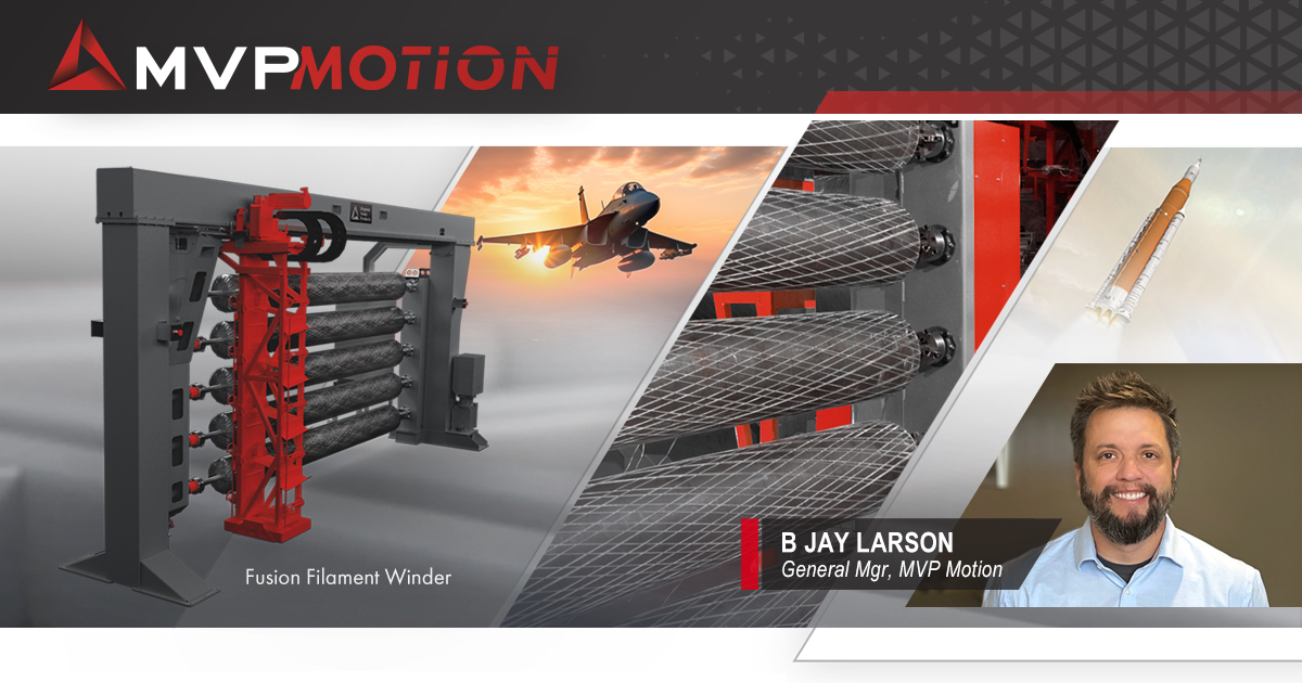 Introducing MVP Motion—the next evolution of our automation and advanced equipment line! What’s new? Filament winders, reciprocators, impregnators, and custom solutions—all under the MVP Motion name, led by our new GM, B Jay Larson. Details here 👉 mvpind.com/introducing-mv…