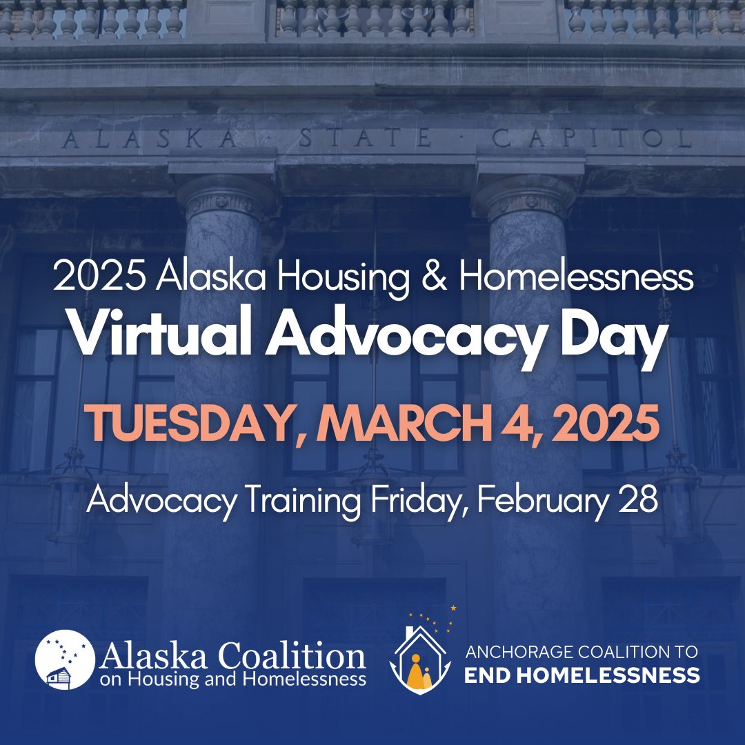 Join us for the 2025 Alaska Advocacy Day Mar 4th at 10 a.m.! This virtual event unites statewide agencies and advocates to spotlight the impact of housing and service programs. alaskahousing-homeless.org/advocacyday
