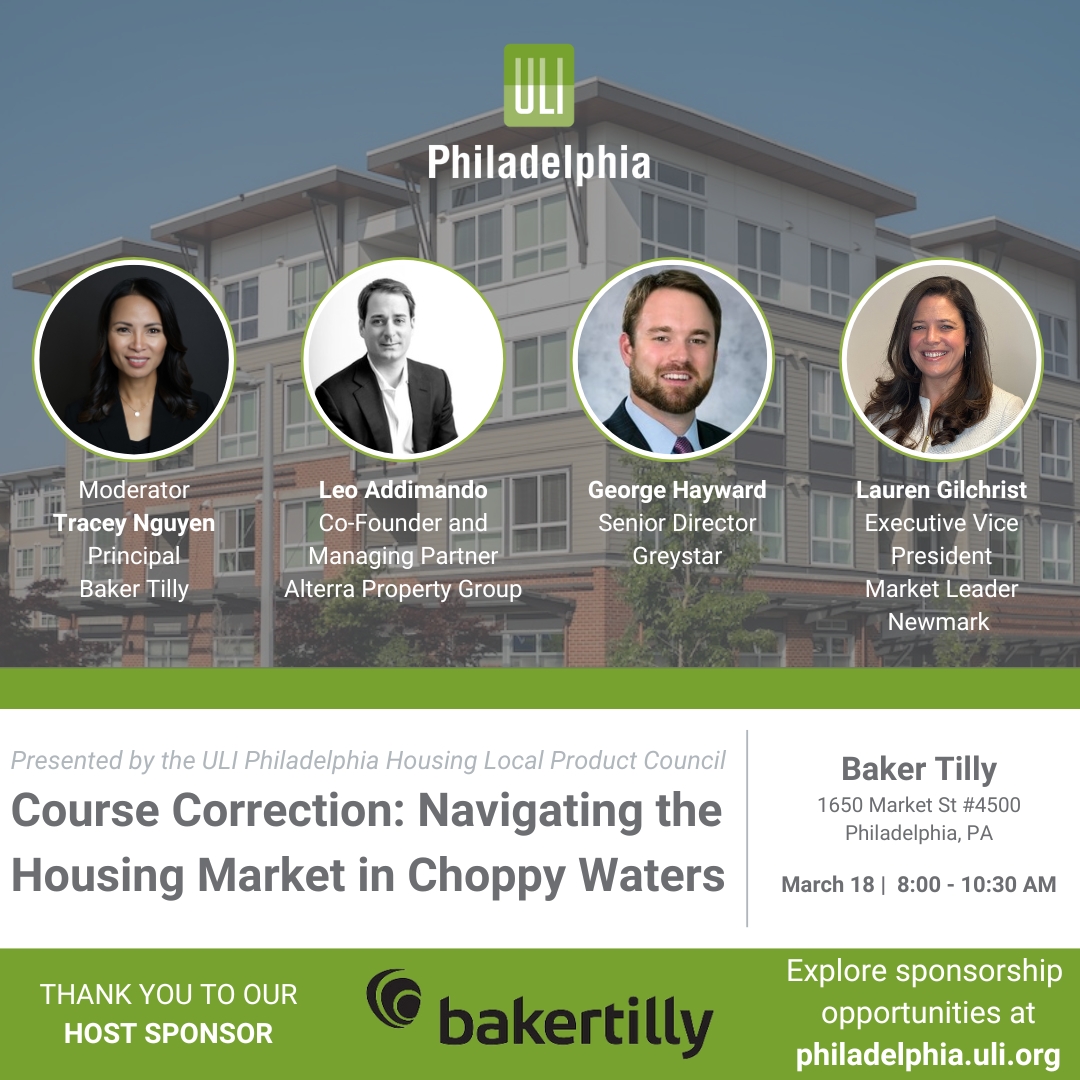 Join the ULI PHL Housing Product Council for a deep dive discussion with perspectives from developers, the capital markets, and the public sector on creative strategies and solutions to produce new housing supply in today's topsy turvy environment.

philadelphia.uli.org/events/detail/…