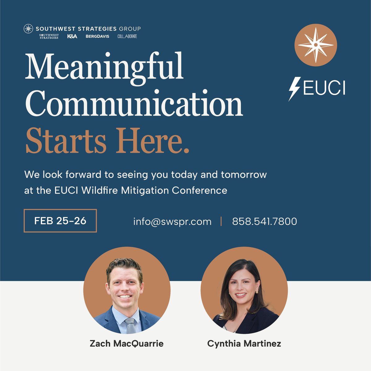 Southwest Strategies Group is excited to attend the EUCI Wildfire Mitigation conference today and tomorrow! Our team is looking forward to engaging discussions on advancing wildfire resilience and safety.