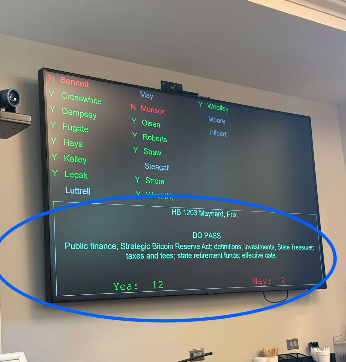 BIG BREAKING: ‘Strategic Bitcoin Reserve’ passes out of committee in Oklahoma with a vote count of 12-2. 

Thank you to the leadership by <a href="/CodyMaynard15/">Cody Maynard</a> who carried the SBR bill.