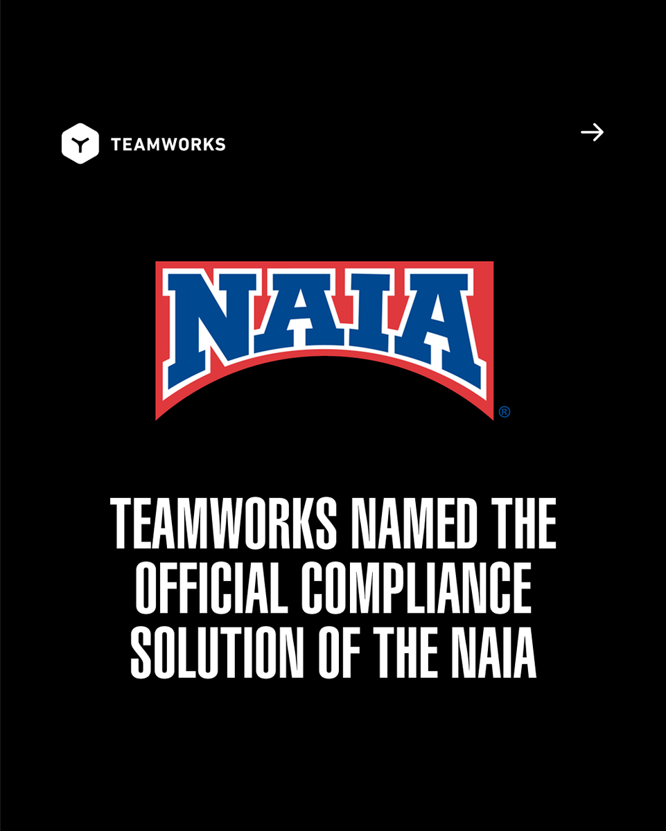 Teamworks's tweet photo. Teamworks Named Official Compliance Solution of @PlayNAIA.

"The NAIA is excited to partner with Teamworks to help institutions navigate regulations more efficiently." – NAIA President &amp; CEO @jimcarrnaia

See what this means for NAIA schools: https://t.co/B7OFcZ6Vhv https://t.co/JeEIJPmJm9