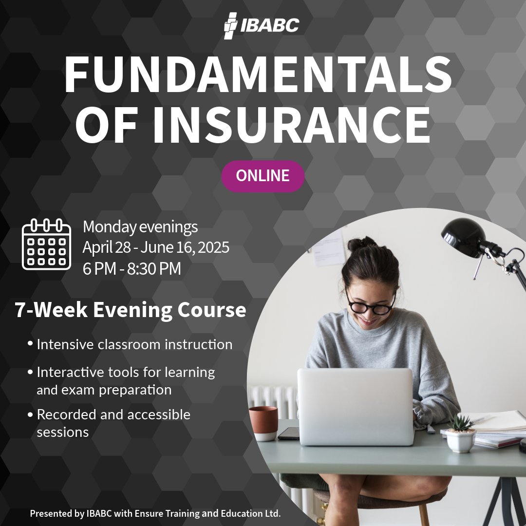 💡 Ready to Launch Your Insurance Career? 🚀

Take the next step toward becoming a licensed insurance professional with our 7-week online evening course! 🏆

🔗 Learn more: ibabc.org/fundamentalsof…

#IBABCEducation #BCBrokers