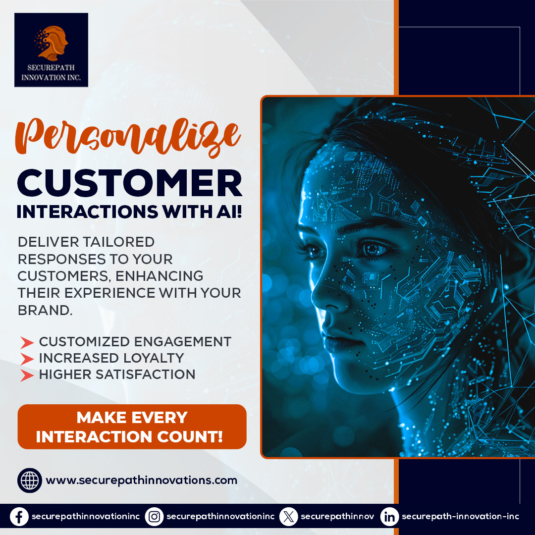 securepathinnov's tweet photo. Personalize Customer Interactions with AI!

Visit Our Website Now:
https://t.co/jZau3tZ9HK

#AI #Automation #CustomerSupport #securepathinnovations #securepath #TechInnovation #AI #Automation #CustomerSupport #TechInnovation #AI #Personalization #CustomerExperience #BrandLoyalty https://t.co/eB6I6dvjK5