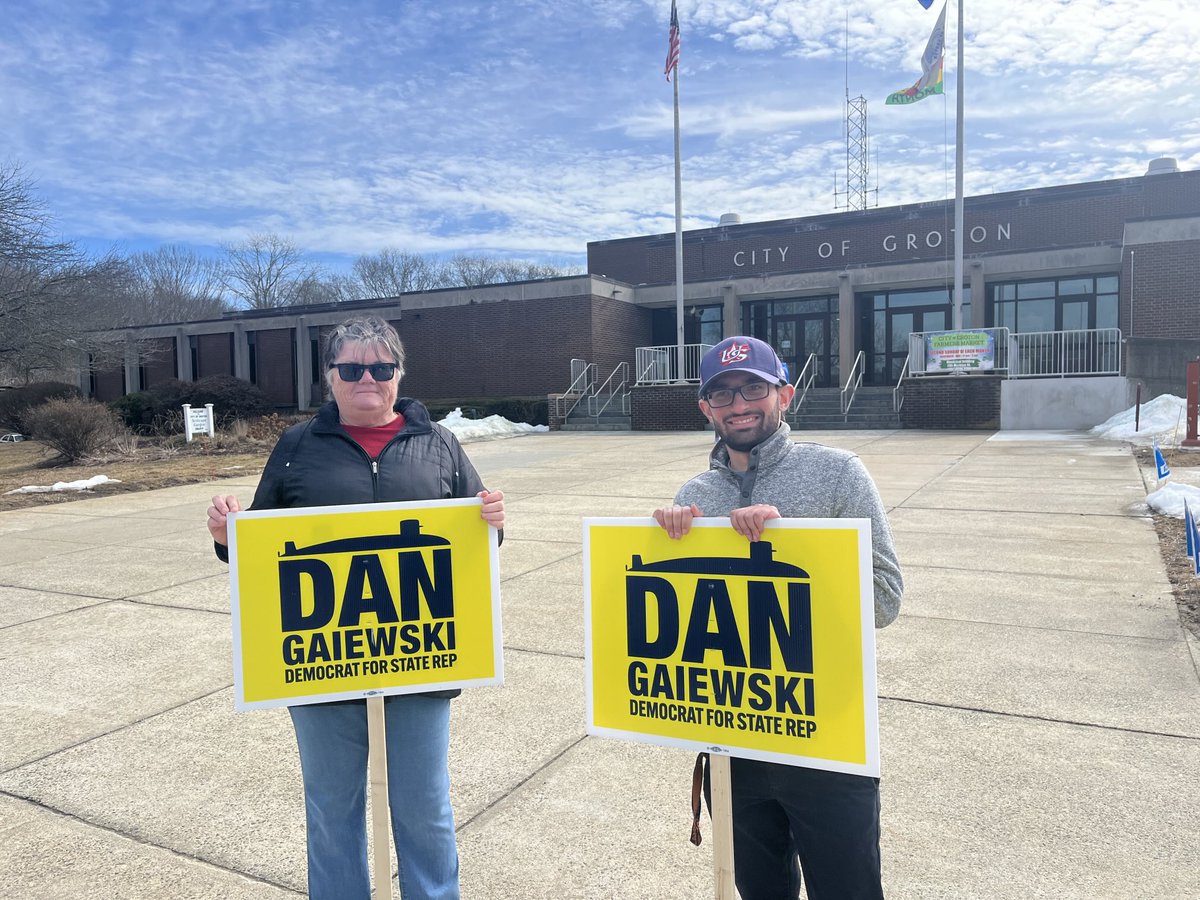 Volunteer Denyce Thomson and 40th House District candidate Dan Gaiewski stand outside the Groton City Municipal Building.

“The voters will decide,” said Gaiewski. “I’m just honored to be on the ballot and hope I can earn the vote of the 40th district voters.”