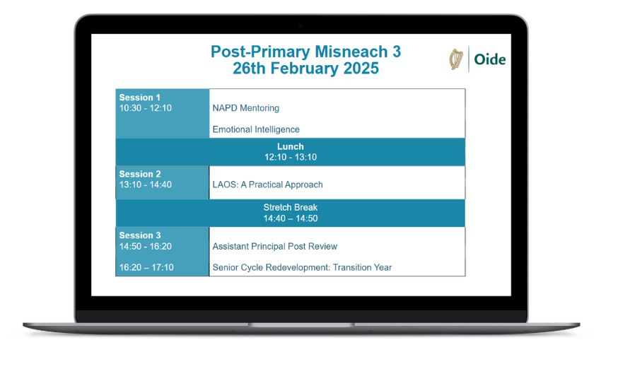 Ag tnúth go mór le Misneach 3 i mBaile Átha Luain amárach.
<a href="/NAPD_IE/">NAPD</a>

<a href="/CeistTrust/">CEIST</a>

<a href="/lecheiletrust1/">Le Chéile Schools Trust</a>