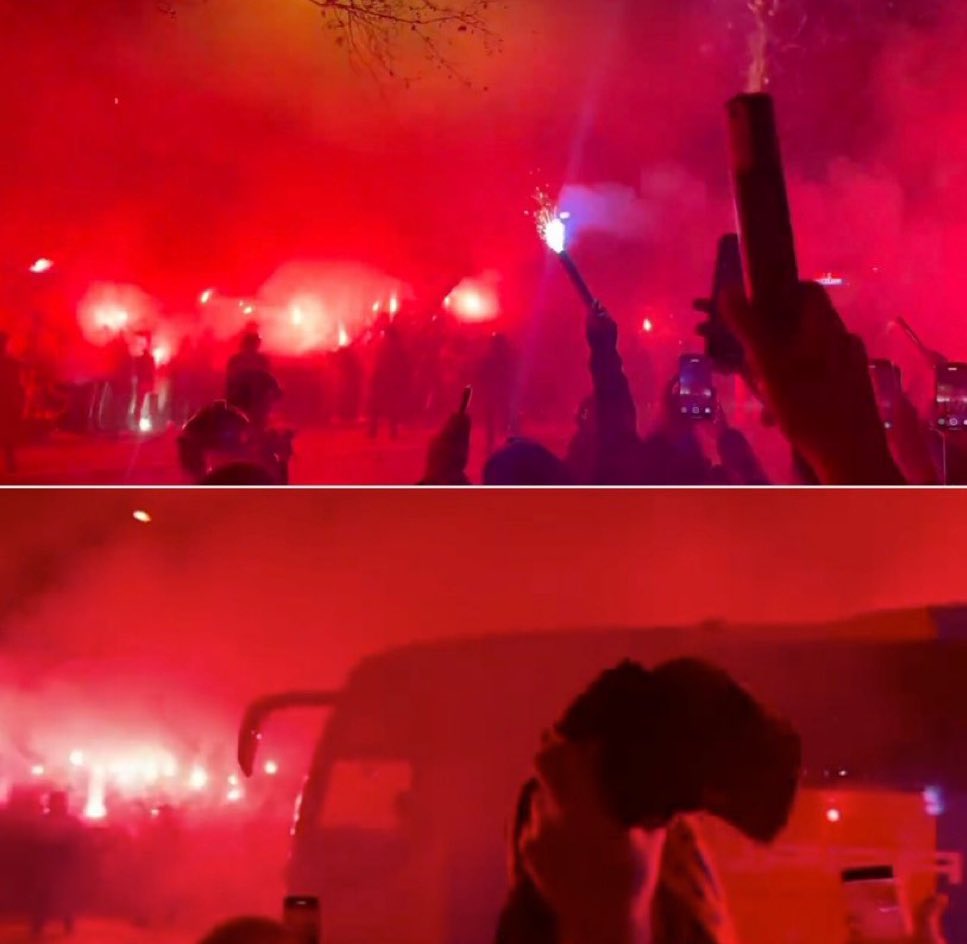 ❗️ Ambiente de locura en Barcelona a pesar del inicio tardío del partido esta noche. 🔥