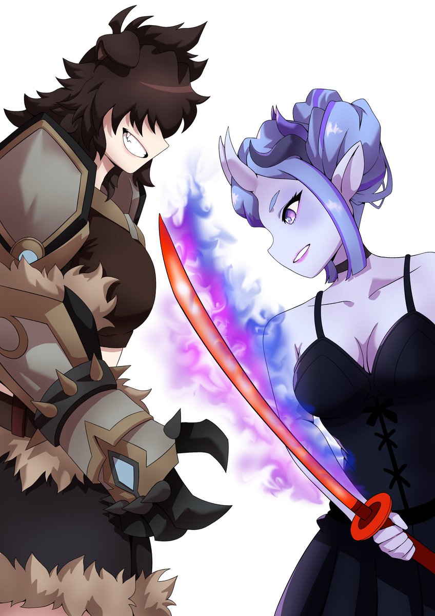 Edoga_miyamoto's tweet photo. The monsters of power...

Round 8 fighters 
Vtubers: @MochaTheVA and @UmiGloomy 
Vs 
Nozami Moe: @ArashiDragoness and @CherryKozue 

Arms vs blood 
Fist vs blade 
Strong vs violent 

A crazy battle for this round so hope you enjoy the art!
@chimakkyu is the artist ;3 https://t.co/ROEyibZa55