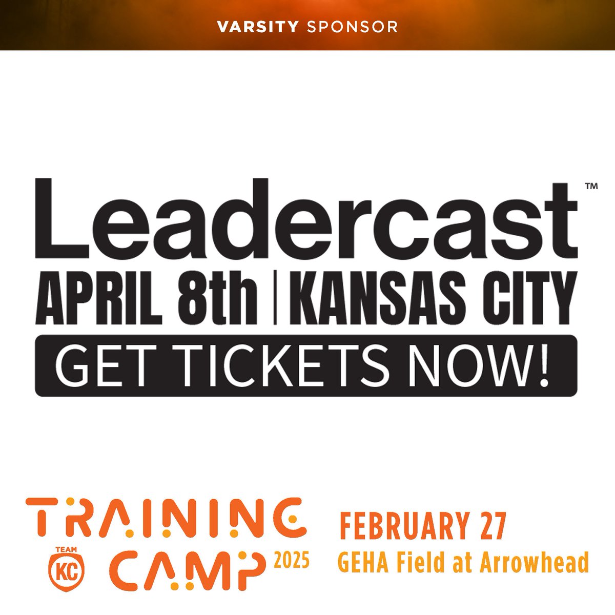 Leadercast is proud to be a Varsity Sponsor for TeamKC 2025 Training Camp! Together, we strengthen our region’s impact by connecting top talent leaders who continue to drive career growth in KC. Explore the program &gt;&gt; bit.ly/3uszFR4