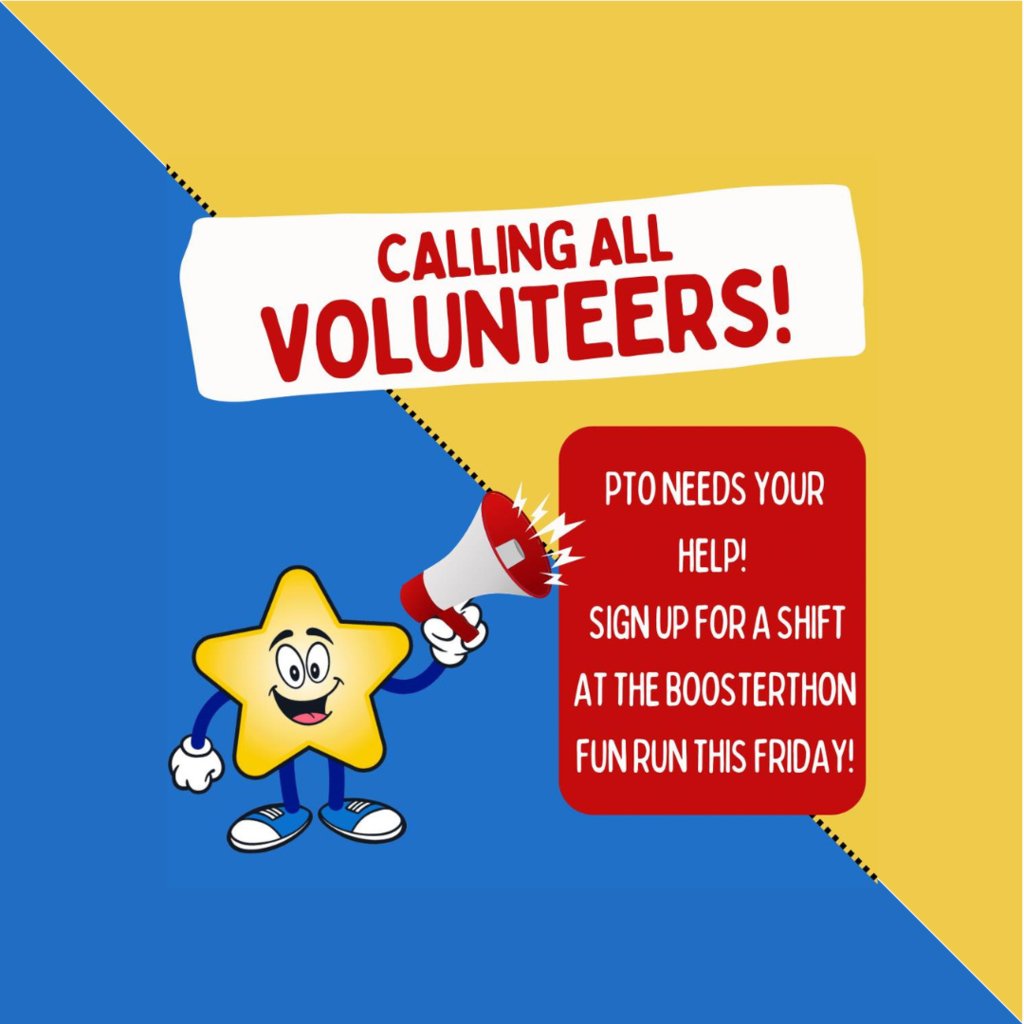 We need YOUR HELP!  Please visit the PTO website to sign up to hep at the FUN RUN!