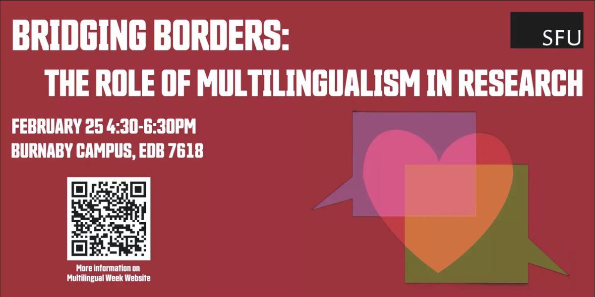 SFUWLL's tweet photo. TODAY! Join this unique roundtable event for SFU students - Listen to 4 researchers share how multilingualism sets you up for success at university and beyond. 

The event is free! 

Full details: https://t.co/pe9qPYEHX3 https://t.co/kiiWLaJpqq