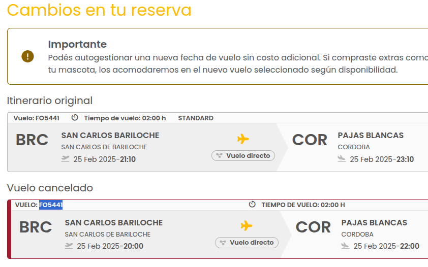 chertoff's tweet photo. Flybondi Bariloche - Córdoba 25/2 CANCELADO https://t.co/JMMHAGYURg
