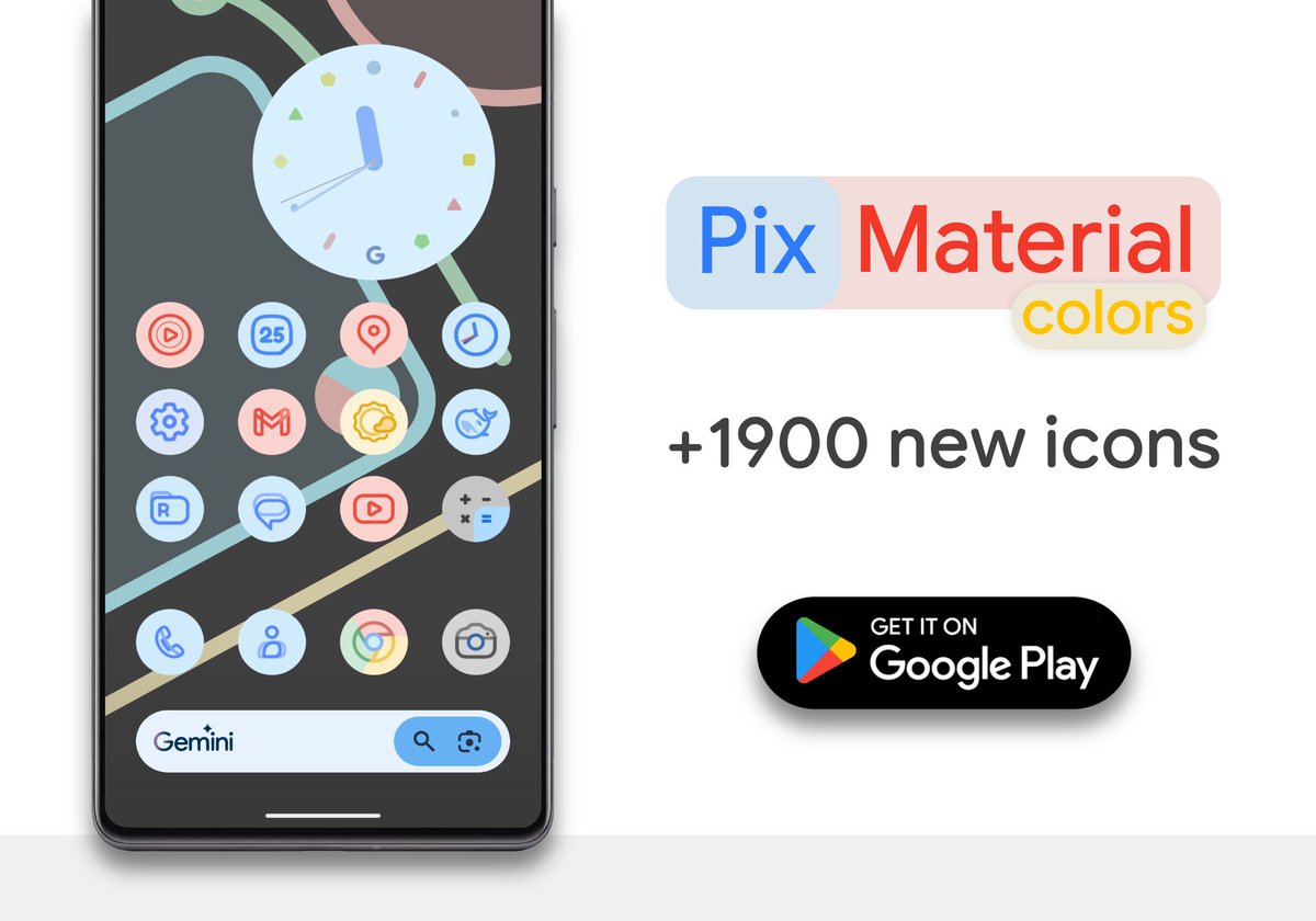Update for Pix Material Colors Icon Pack is live.

- Added 1900+ new icons.
- Changed some icons.
- Fixed non-apply icons.

Google Play: play.google.com/store/apps/det…