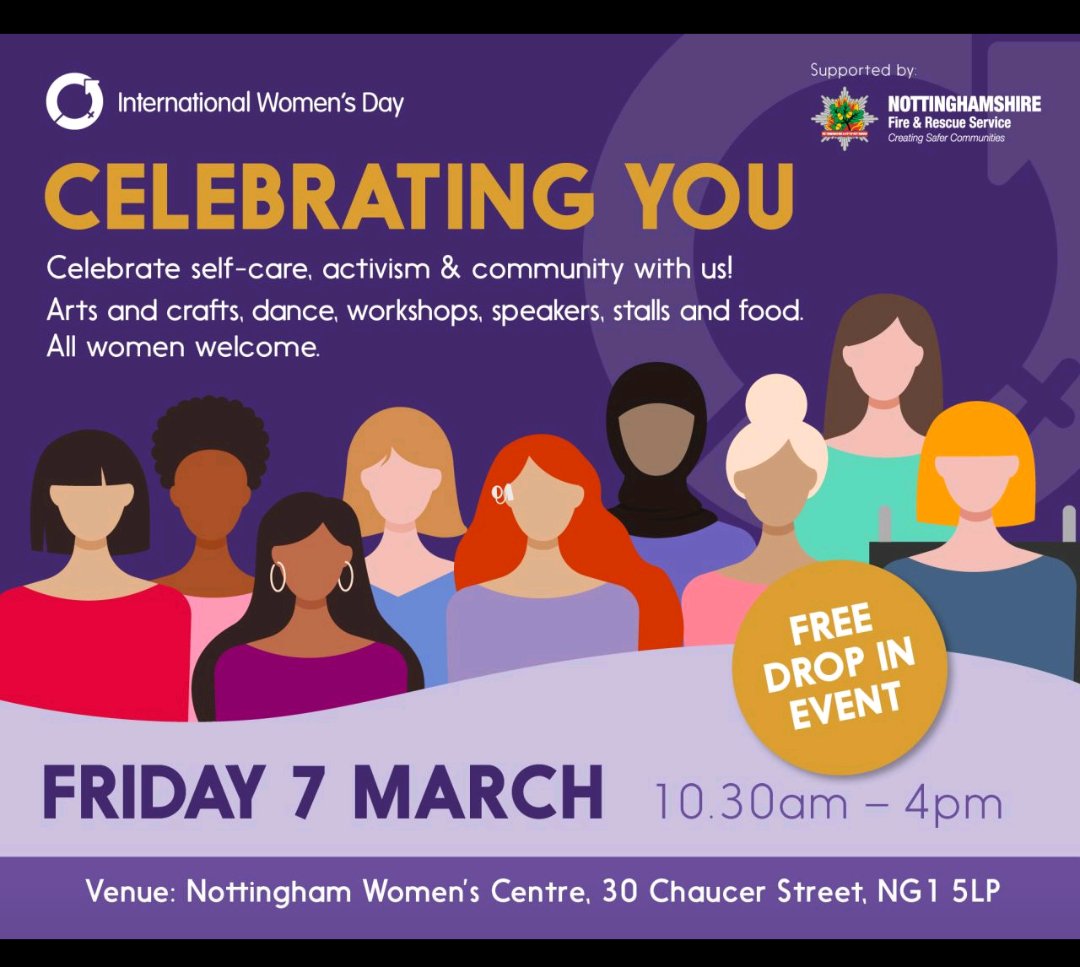 Women of Notts we can't wait to see you at Nottingham Womens Centre next week. Loads of fun, inspiration and activities. Come talk to us about careers, and staying safe at home and on the roads.