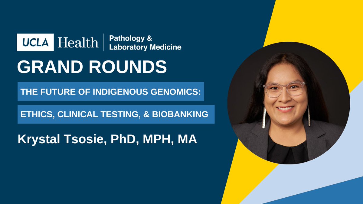 UCLA Pathology (@ucla_pathology) on Twitter photo 🎙️ Join us for Grand Rounds on Fri 3/7 at 12:00 PM PT featuring Dr. Krystal Tsosie (<a href="/kstsosie/">Dr. Krystal Tsosie, PhD, MPH</a>) presenting on "The Future of Indigenous Genomics: Ethics, Clinical Testing, and Biobanking."
Full schedule here ➨ bit.ly/3BMx0E3
#Pathology #Path2Path #PathX #PathTwitter 🎙️ Join us for Grand Rounds on Fri 3/7 at 12:00 PM PT featuring Dr. Krystal Tsosie (<a href="/kstsosie/">Dr. Krystal Tsosie, PhD, MPH</a>) presenting on "The Future of Indigenous Genomics: Ethics, Clinical Testing, and Biobanking."
Full schedule here ➨ bit.ly/3BMx0E3
#Pathology #Path2Path #PathX #PathTwitter