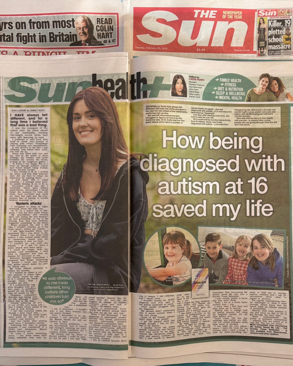 ‘How being diagnosed with autism at 16 saved my life’ in <a href="/TheSun/">The Sun</a> today ✍🏻

As my book and the article talks about, it’s not just the diagnosis. It’s the understanding of myself that came with that, the understanding from others and the adjustments I made in my life.

2 days until