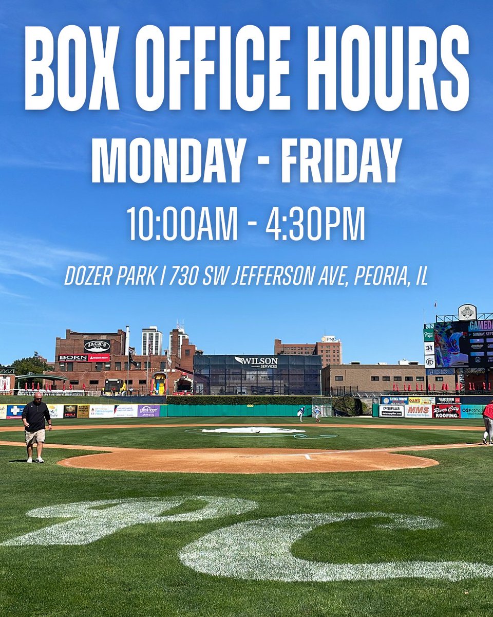 peoriachiefs's tweet image. Box Office Hours starting March 3rd. 👏
Don't forget Single Game Tickets go on sale tomorrow at 10:00am!
T-33 till Opening Day @ Dozer Park!