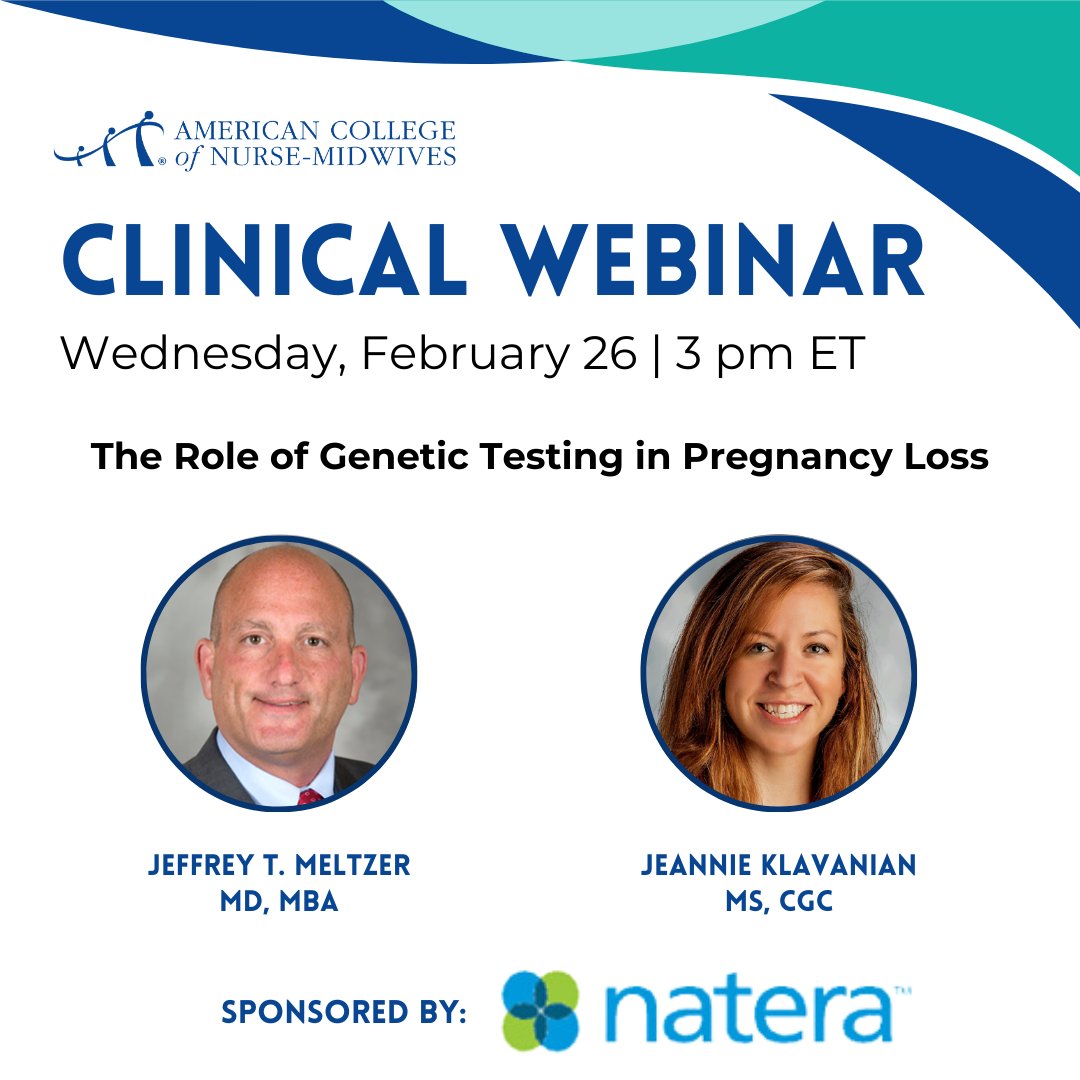 Today! A free webinar hosted with @nateragenetics on The Role of Genetic Testing in Pregnancy Loss. Register for free at: ow.ly/Au1u50V6i8B