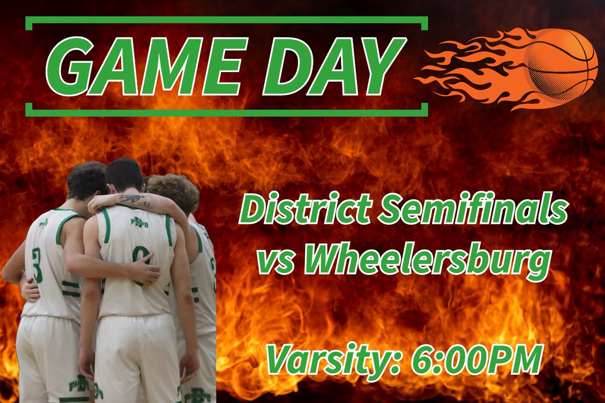 🚨 GAME DAY 🚨

🏀 Fairland vs Wheelersburg
(District Semifinals)

📍Waverly Downtown Arena: 500 E Second St Waverly, OH  45690

⌚️ Varsity 6:00PM

🎥 Live Stream: youtube.com/live/HQl5V94JS…

🐉 GO DRAGONS 🐉