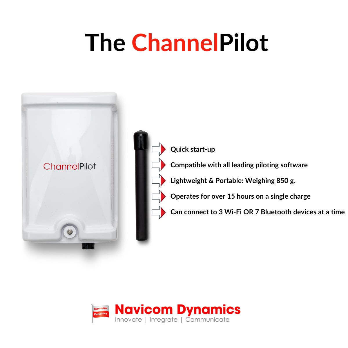 NavicomDynamics's tweet image. ChannelPilot offers freedom from the Pilot Plug. It is a cost-effective, semi-independent PPU, offering a combination of independent mGNSS positioning and highly accurate rate-of-turn with semi-independent heading data.

More here ► navicomdynamics.com/en/products/ch… 

#channelpilot #ppu