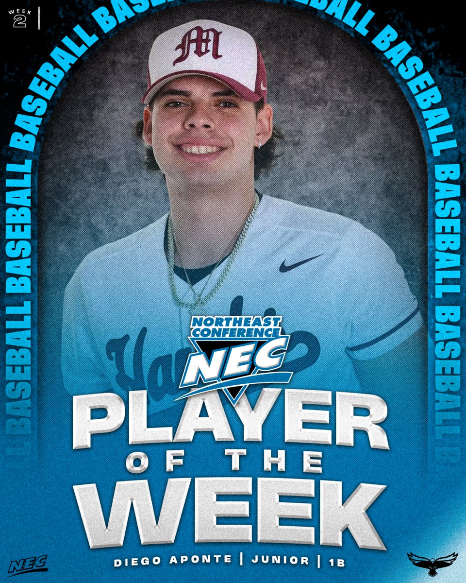 ⚾️🏅The #NECBaseball Player of the Week is 𝗗𝗶𝗲𝗴𝗼 𝗔𝗽𝗼𝗻𝘁𝗲 from <a href="/UMESHawkSports/">Maryland Eastern Shore Hawk Athletics</a>‼️ 

» Went 7-for-13 (.538) while scoring 👌 and driving in 6️⃣ more 
» Hit ✌️ doubles &amp; posted a 1.264 OPS
» Had 4️⃣ RBIs in the 🦅's 🥇 W of 2025 🆚 Towson

#NECelite📜 x #NECPOW