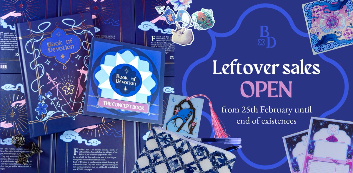 Are you there, faithful ones?🌟
  
Our deities knew you were wishing for this. Do not fret if you missed the Kickstarter, for the Book of Devotion leftover sales are open! 

The portal is now open in the tweet below👁️