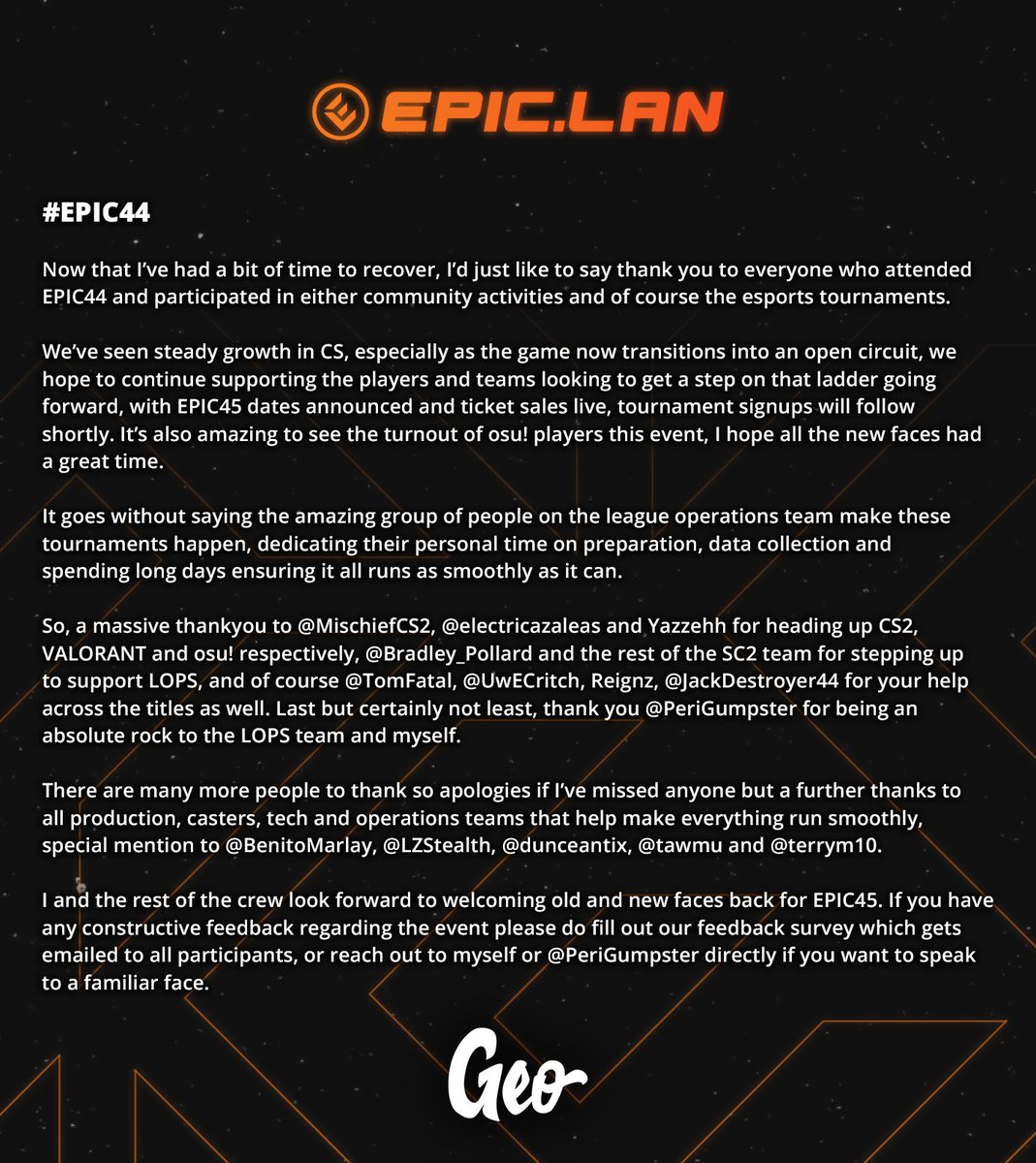 Thanks for an amazing #EPIC44