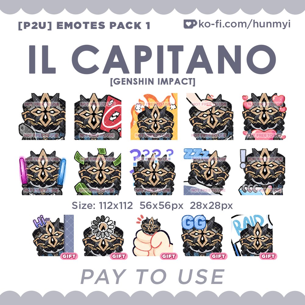 Hunmyii's tweet image. [P2U] Il Capitano Emotes 
Download：ko-fi.com/s/b57537f2a9
#GenshinImact #emotes #p2u #Capitano #Thrain #Ilcapitano