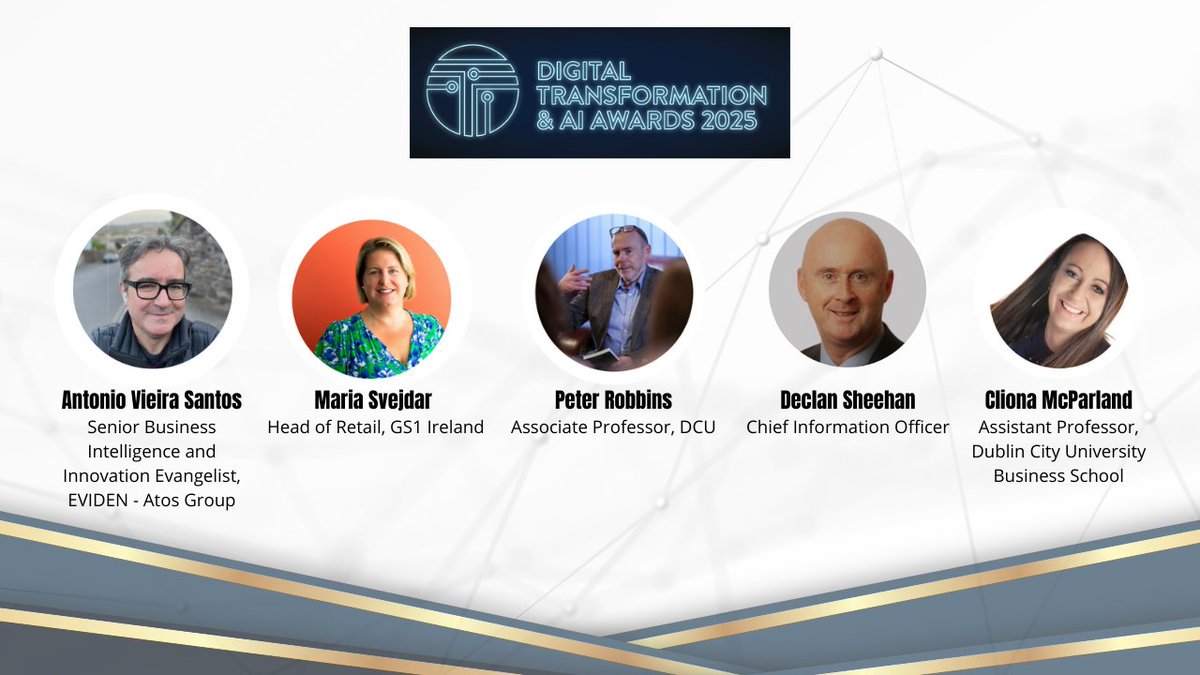 dtawardsirl's tweet image. Meet Cliona McParland, Peter Robbins, Declan Sheehan, Antonio Vieira Santos, and judging coordinator Maria Svejdar. This year, their expertise will define our winners.

Download the entry guide and submit your work: landing.businessriver.com/Digital-Transf…

#DigitalTransformationAI
