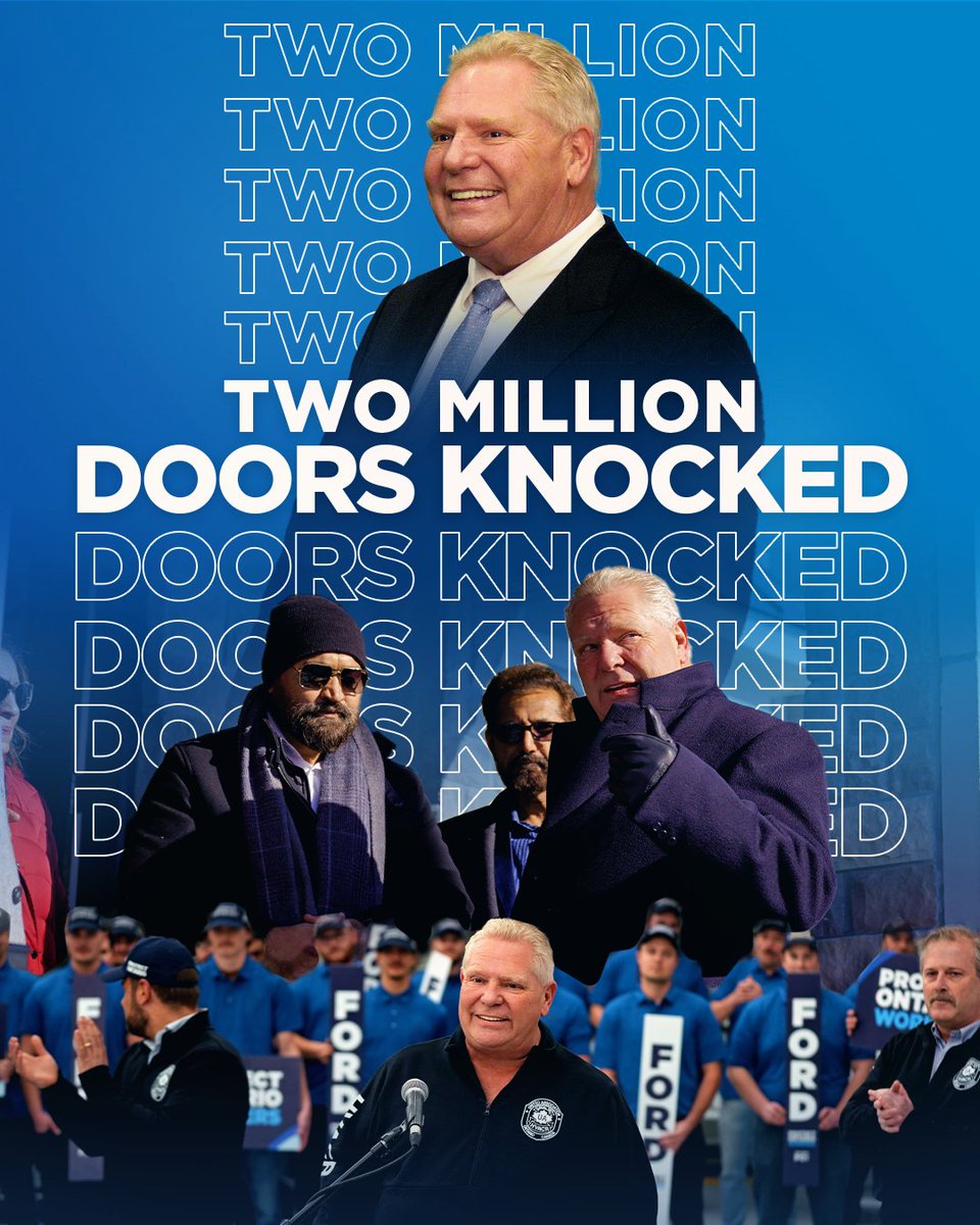 Ontario PC Party (@ontariopcparty) on Twitter photo Our PC Team has knocked over 2 million doors! 
With your help, strong PC candidates across the province will do everything they can to protect Ontario. Our PC Team has knocked over 2 million doors! 
With your help, strong PC candidates across the province will do everything they can to protect Ontario.