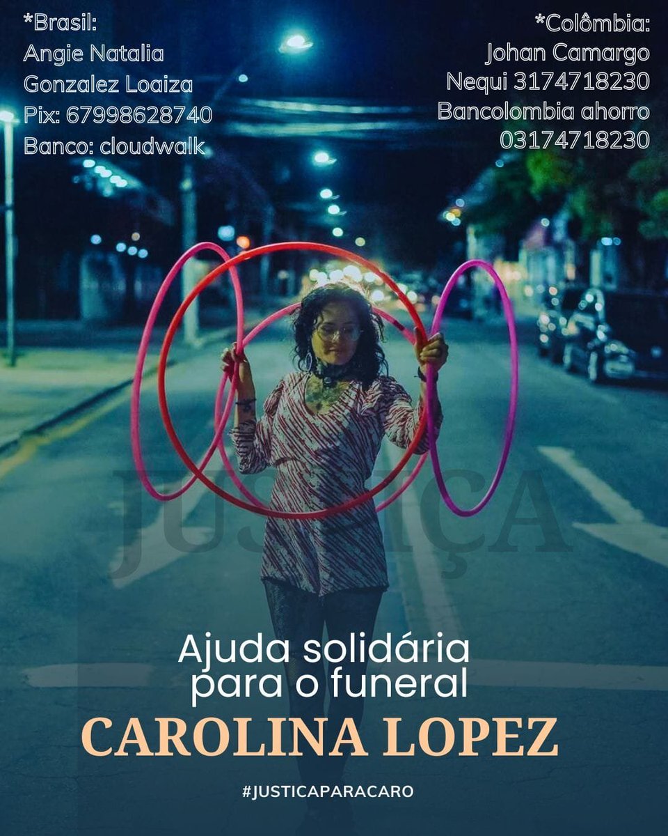 Me entero con profunda indignación del #Feminicidio de la cicloviajera colombiana Carolina López en #Brasil .  Su familia pide apoyo para gastos funerarios y difusión para lograr apoyo consular de gobierno de #Colombia  <a href="/petrogustavo/">Gustavo Petro</a> <a href="/ClaudiaLopez/">Claudia López Hernández</a> <a href="/aceromora/">#ElCambioEsImparable</a> <a href="/teusacatubici/">Teusacatubici</a>