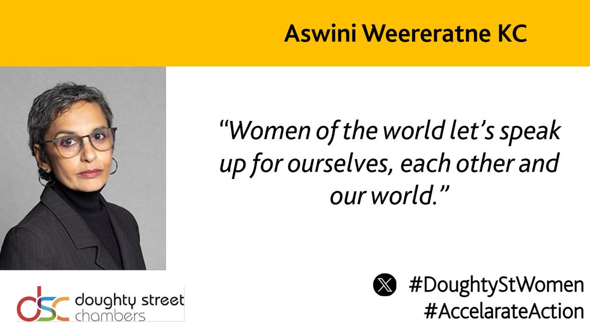 #DoughtyStWomen celebrate #IWD2025 by asking what more can the law do for women? Colleagues &amp; friends share feminist messages of hope, challenge &amp; change.  

Up first we have the brilliant Aswini Weereratne KC (<a href="/Aswini_W/">Aswini Weereratne KC</a>) who will kick off the event with a welcome and opening
