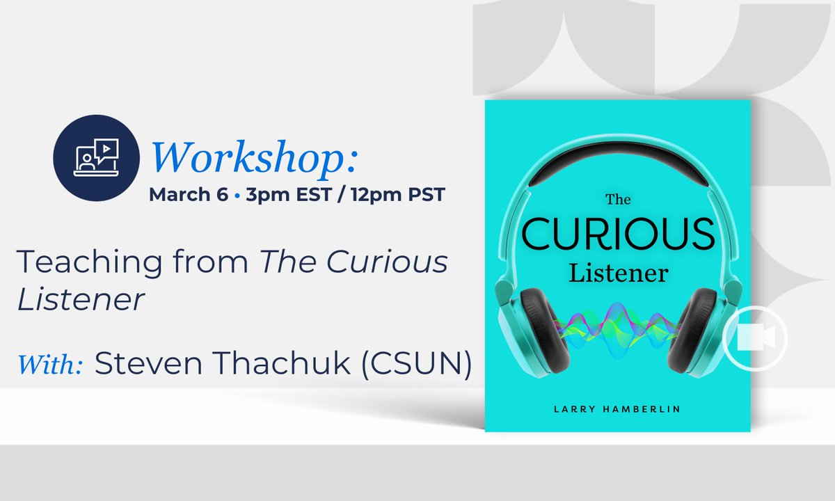 WWNMusic's tweet photo. Interested in incorporating our new music appreciation title, The Curious Listener, into your course? Join us on March 6 at 3pm ET to hear about Professor Steven Thachuk's experience using the book over the last two terms at CSUN!

Register Here:  https://t.co/i86eNlplUL https://t.co/CFvl96pFT6