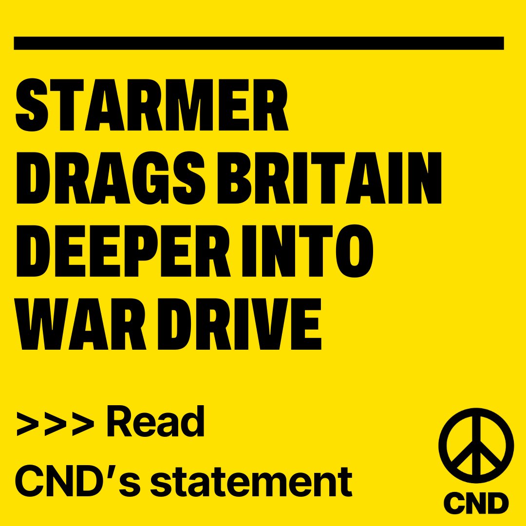 Starmer’s increasing military spending at expense of overseas aid shows his Trump-style priorities. We need leadership that will halt Britain’s alliance with US. Read CND’s response to Starmer’s military spending increase.

cnduk.org/starmer-drags-…