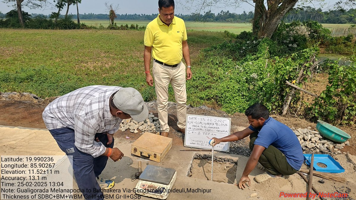 Inspection of work Gualigarada Melanpadia to Budhakera via Dipideuli MMSY road under RW Division Nimapara by CCE RW Circle Cuttack