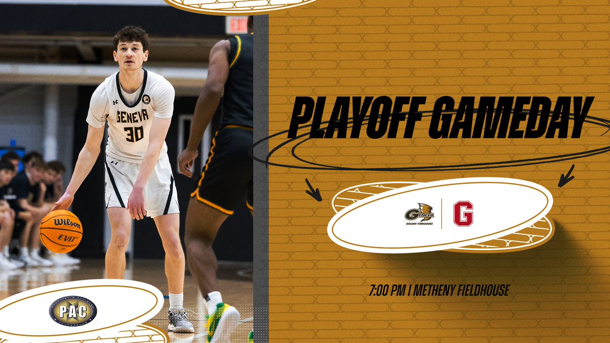 The men begin the defense of their PAC title tonight when Geneva hosts Grove City in the PAC Quarterfinals!

⏰7:00 PM
📍Metheny Fieldhouse
📺pacstream.net