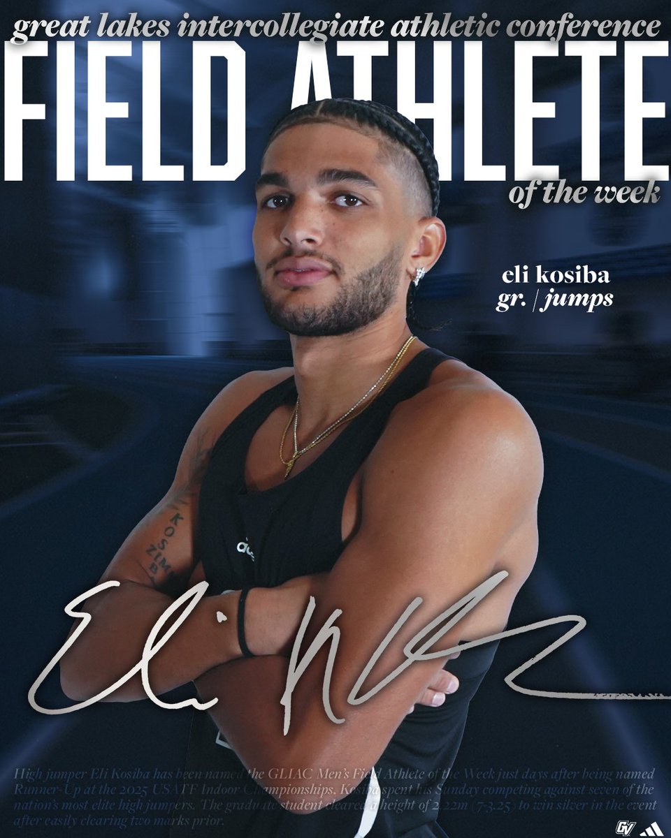 GVSUXCTF's tweet photo. Earned some conference honors ahead of conference championships😎🏆

Myles Rhodes, Eli Kosiba &amp; Alaina Diaz have been named GLIAC Indoor Track &amp; Field Athletes of the Week following this weekend's meets💪

🔗Story Link: https://t.co/5V7DaRIJFw

#AnchorUp https://t.co/clKoAOghaM