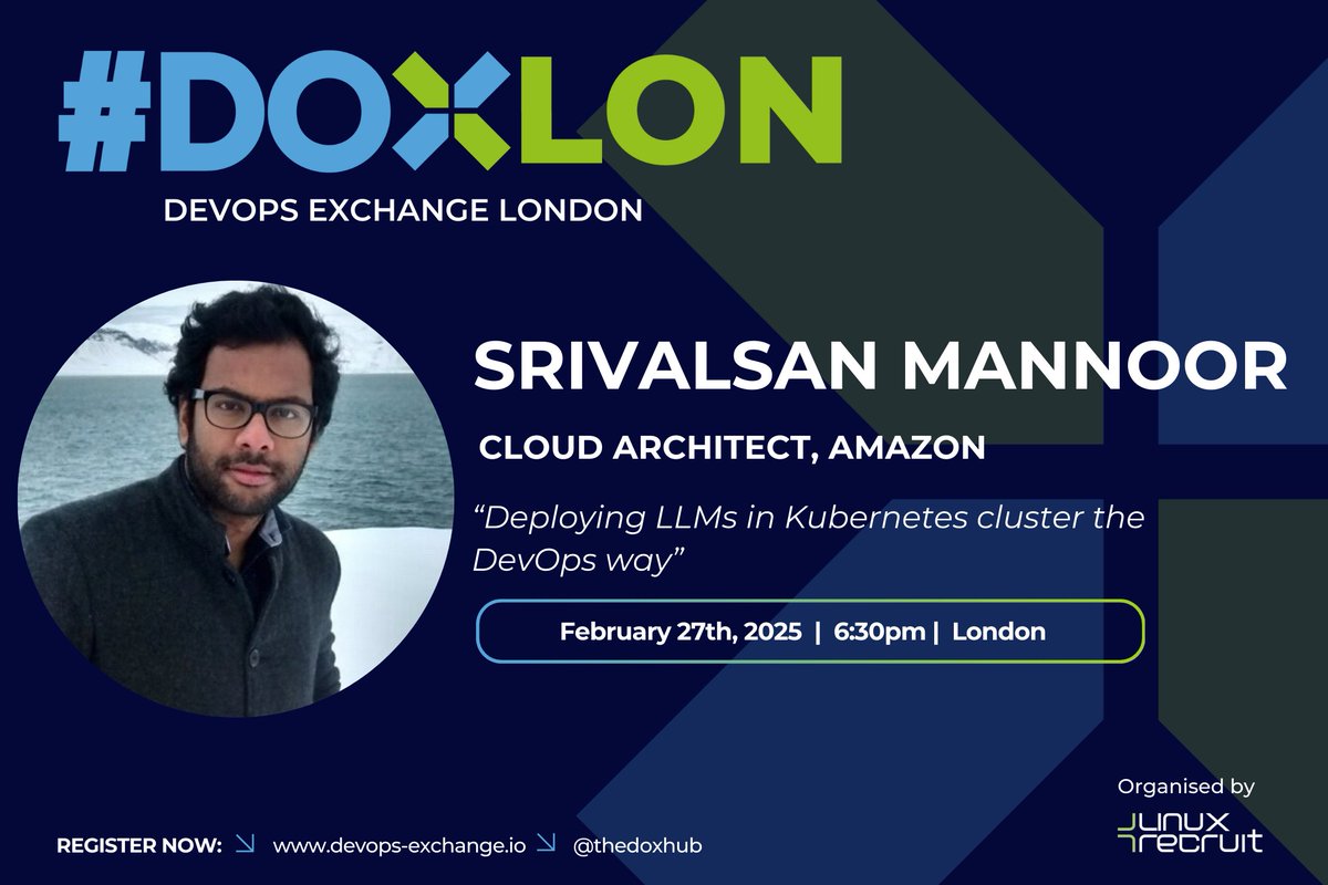 DevOps Exchange Hub (@thedoxhub) on Twitter photo Say hello to our final speaker for this Thursday's event, hosted by <a href="/zuehlke_group/">Zühlke Group</a>, Srivalsan Mannoor Sudhagar from Amazon! 👋
Srivalsan is a Cloud Architect with a deep interest in Containers, Kubernetes and Data Engineering. RSVP below. 👇
bit.ly/dox-publicis-s… Say hello to our final speaker for this Thursday's event, hosted by <a href="/zuehlke_group/">Zühlke Group</a>, Srivalsan Mannoor Sudhagar from Amazon! 👋
Srivalsan is a Cloud Architect with a deep interest in Containers, Kubernetes and Data Engineering. RSVP below. 👇
bit.ly/dox-publicis-s…