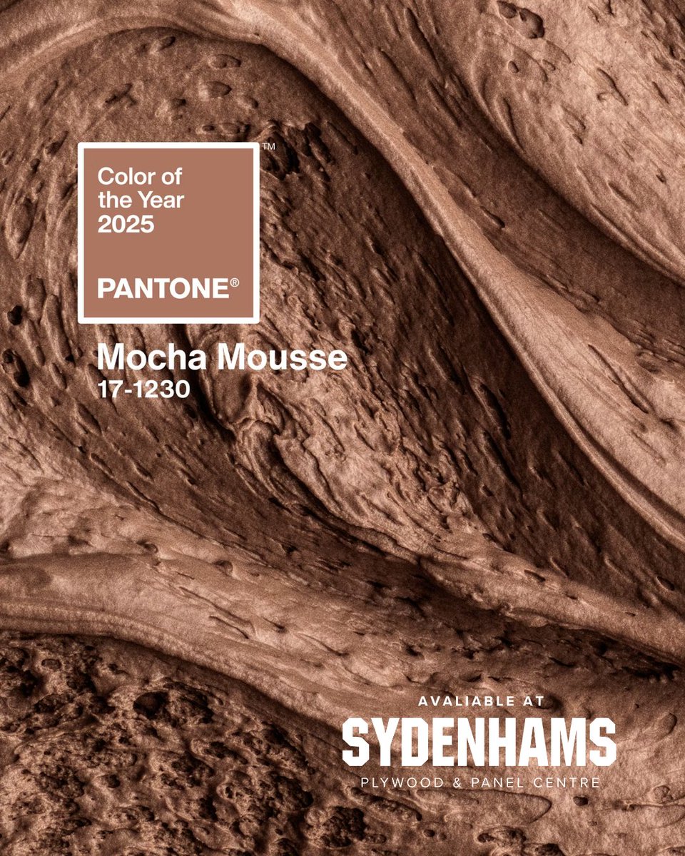 Choc Full of Style: #Valchromat's Must-Have for 2025!🍫

Inspired by <a href="/pantone/">PANTONE</a>’s #MochaMousse, #ValchromatChocolate blends comfort &amp; sophistication.🤎

At Sydenhams #Plywood &amp; #Panel Centre, we import Valchromat coloured #MDF—perfect for #Bespoke designs!🟤

#BuildYourWay #Pantone