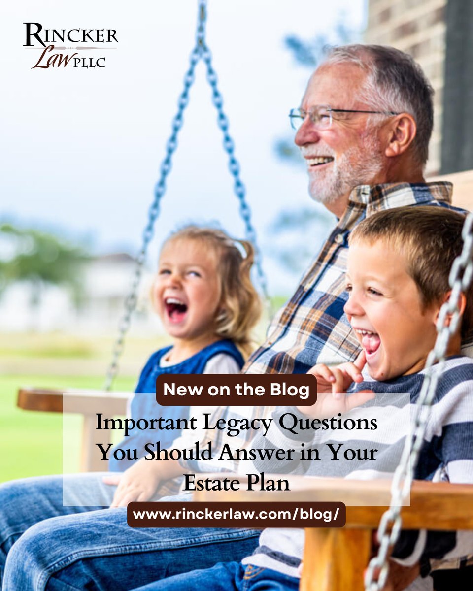 Estate planning isn’t just about money—it’s about your legacy. 📝

Have you considered the key questions that shape your plan? Protect your loved ones and ensure your values live on.

Read more in our latest blog 👉 rinckerlaw.com

#EstatePlanning #Legacy #RinckerLaw ⚖️