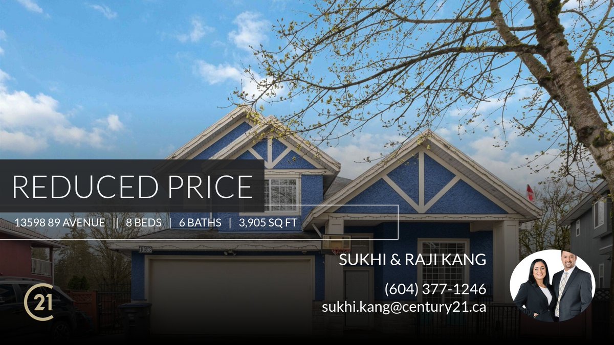 📍 Reduced Price 📍 This recently reduced home at 13598 89 Avenue in Surrey won't last long, so, don't wait to set up a showing! Reach out here or at (604) 377-1246 for more information! c21.ca/mls/R2953071