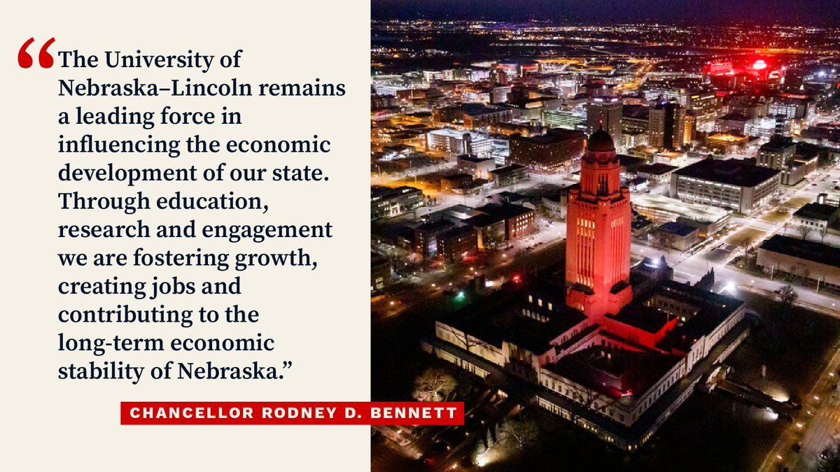 $3.1 billion impact ✅
25k+ jobs ✅
$84 million in tax revenue ✅

Nebraska’s flagship university is an economic driver for the state through education, research and engagement.