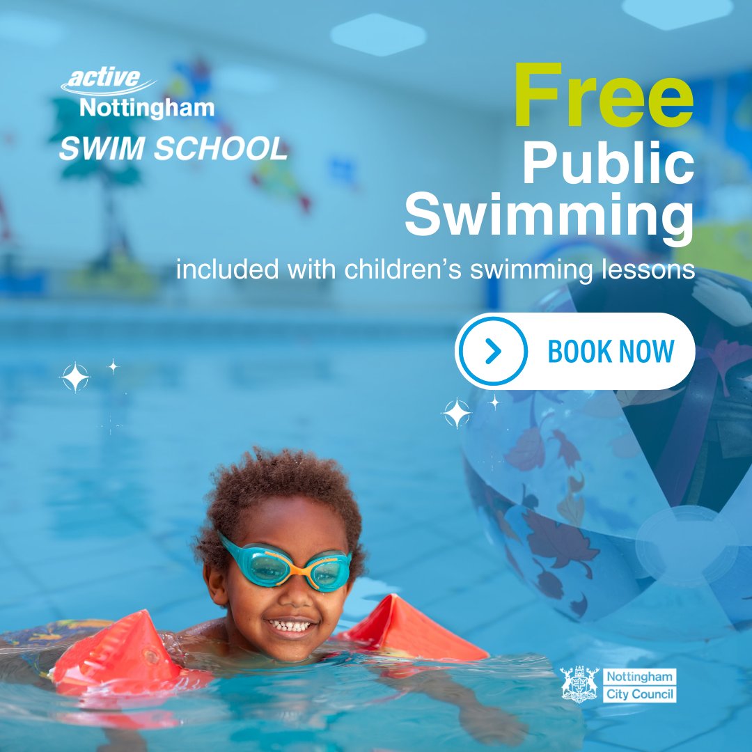 Nottingham Swim School members receive:
▪️ Fun, quality weekly lessons 💦
▪️ Swim cap 🏊
▪️ 𝐅𝐑𝐄𝐄 𝐩𝐮𝐛𝐥𝐢𝐜 𝐬𝐰𝐢𝐦 𝐥𝐞𝐬𝐬𝐨𝐧𝐬 👌🏾

Not a member? Pop down to your local Active Nottingham pool today: activenottingham.com/centres/