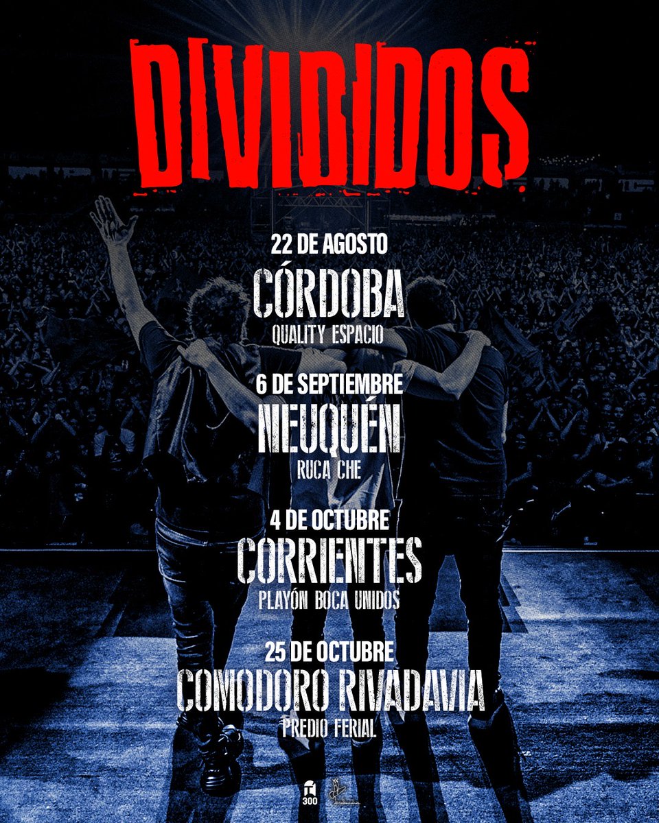 ¡Entradas a la venta en Córdoba, Neuquén, Corrientes y Comodoro Rivadavia!

22/8: Córdoba - Quality Espacio 
6/9: Neuquén - Ruca Ché 
4/10: Corrientes - Playón Boca Unidos
25/10: Comodoro - Predio Ferial 

Gira 2025: linktr.ee/divididos