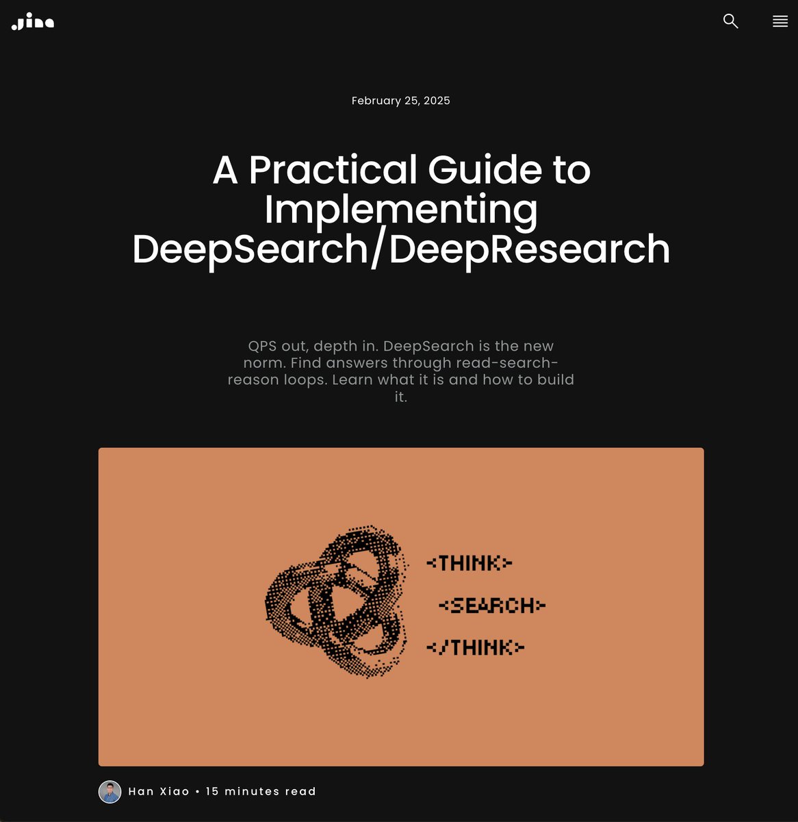 JinaAI_'s tweet image. 2025 could be the year of Deep(Re)Search. Test-time compute and reasoning model are transforming search systems now. With &lt;think&gt;, users have been educated to accept delayed gratification—longer waiting times in exchange for higher-quality, actionable results, much like the…
