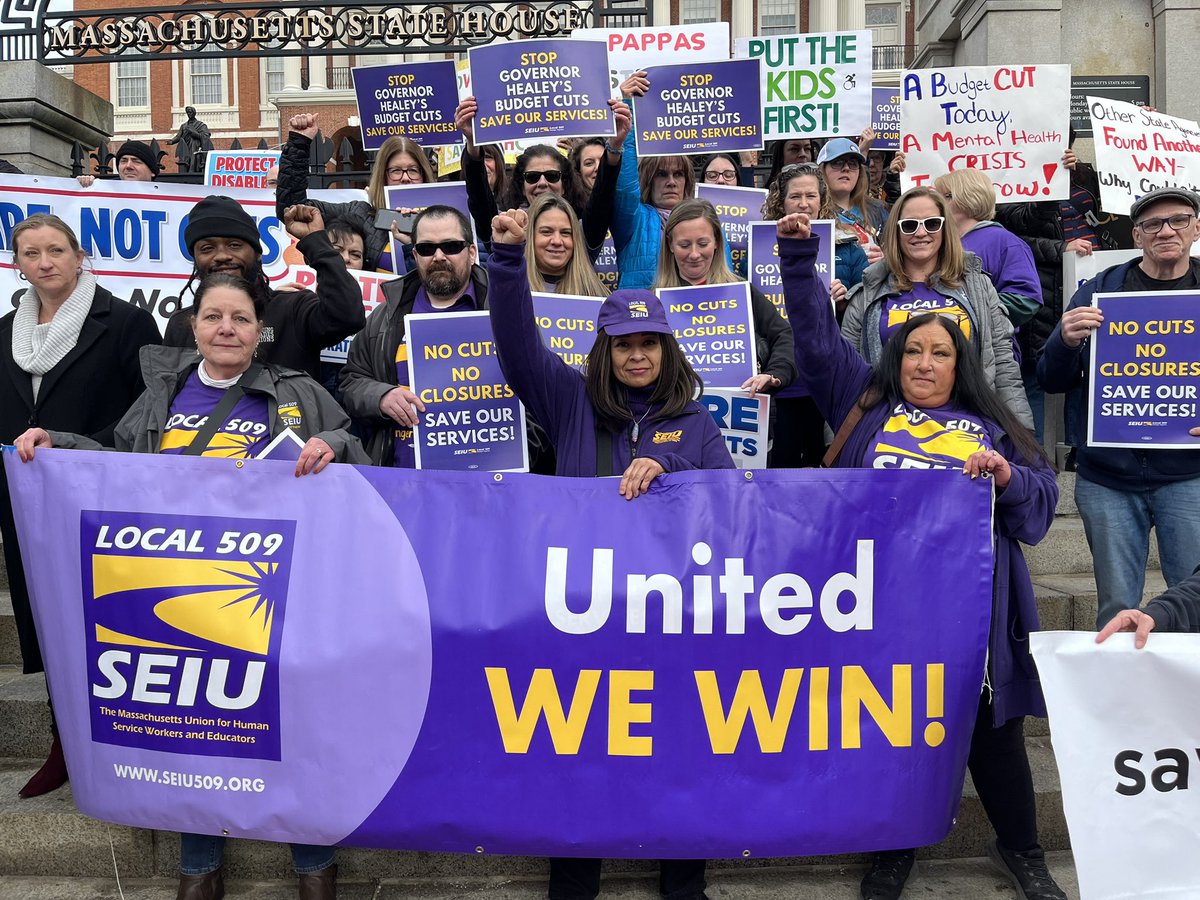 SEIU Local 509 (@seiu509) on Twitter photo We’re out here rallying at the State House with labor & community allies to demand an investment in #CareNotCuts! 📢 We remain committed to fighting against the cuts to vital mental health services vulnerable communities rely on. We’re out here rallying at the State House with labor & community allies to demand an investment in #CareNotCuts! 📢 We remain committed to fighting against the cuts to vital mental health services vulnerable communities rely on.