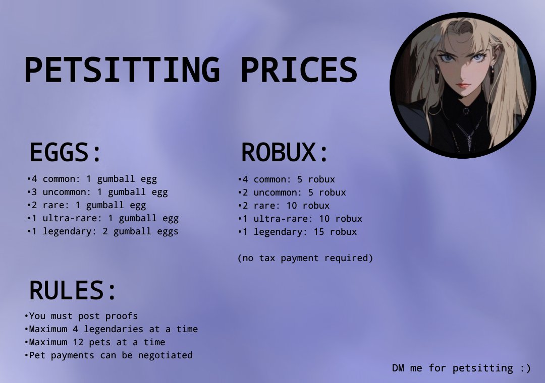 I'm officially reopening my petsitting on 1st March after over a year of being away!! 🎉🥳🙌🏼

I took a break during exam season and am now back and ready to take on more pets! 100+ proofs pinned.. DM me to get put on the waiting list!! 📝 #AdoptMe #Adoptmetrades