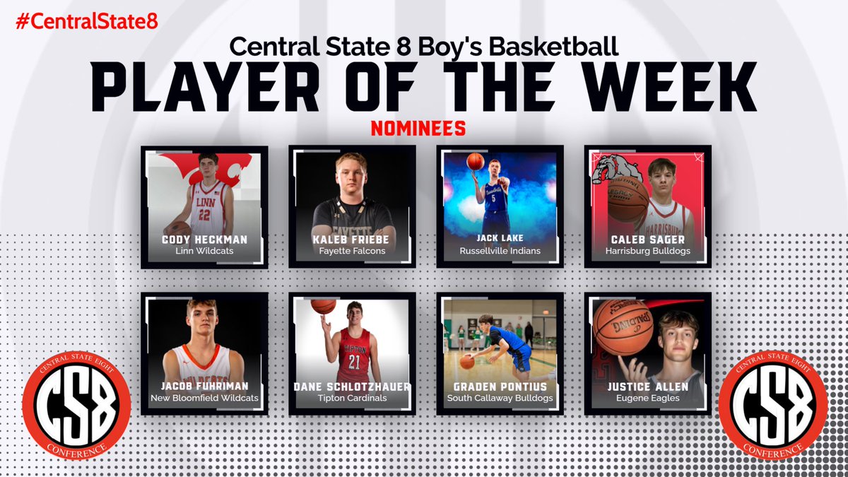 Central State 8 (@centralstate8) on Twitter photo Check out the Central State 8 Player of the Week nominees for February 3rd-8th
forms.gle/W1HgC2hvXbTy85ā¦
#CS8 <a href="/R_VilleStudents/">RHS Student Body</a> <a href="/ColeRV1/">Cole County R-V School</a> <a href="/FayetteFalcons/">Fayette High School</a> <a href="/ActivitiesNbhs/">NBHS Activities</a> <a href="/AthleticsSCHS/">SC Athletics</a> @HarrisburgAth <a href="/Linn_Athletics/">Linn Athletic Department</a> <a href="/THSActivities1/">Tipton MS/HS</a> Check out the Central State 8 Player of the Week nominees for February 3rd-8th
forms.gle/W1HgC2hvXbTy85ā¦
#CS8 <a href="/R_VilleStudents/">RHS Student Body</a> <a href="/ColeRV1/">Cole County R-V School</a> <a href="/FayetteFalcons/">Fayette High School</a> <a href="/ActivitiesNbhs/">NBHS Activities</a> <a href="/AthleticsSCHS/">SC Athletics</a> @HarrisburgAth <a href="/Linn_Athletics/">Linn Athletic Department</a> <a href="/THSActivities1/">Tipton MS/HS</a>